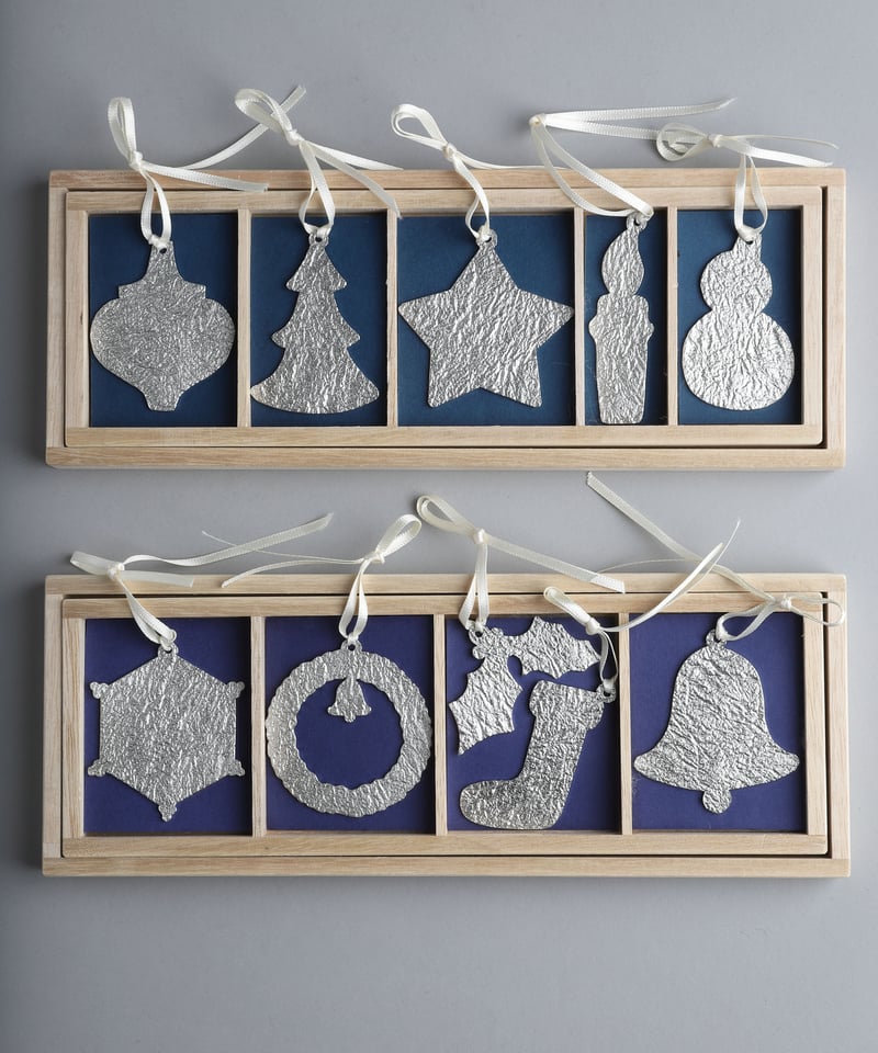 額入りオーナメント5個 錫製オーナメント聖夜5個セット桐箱入り(上段ツリー) | La vie au