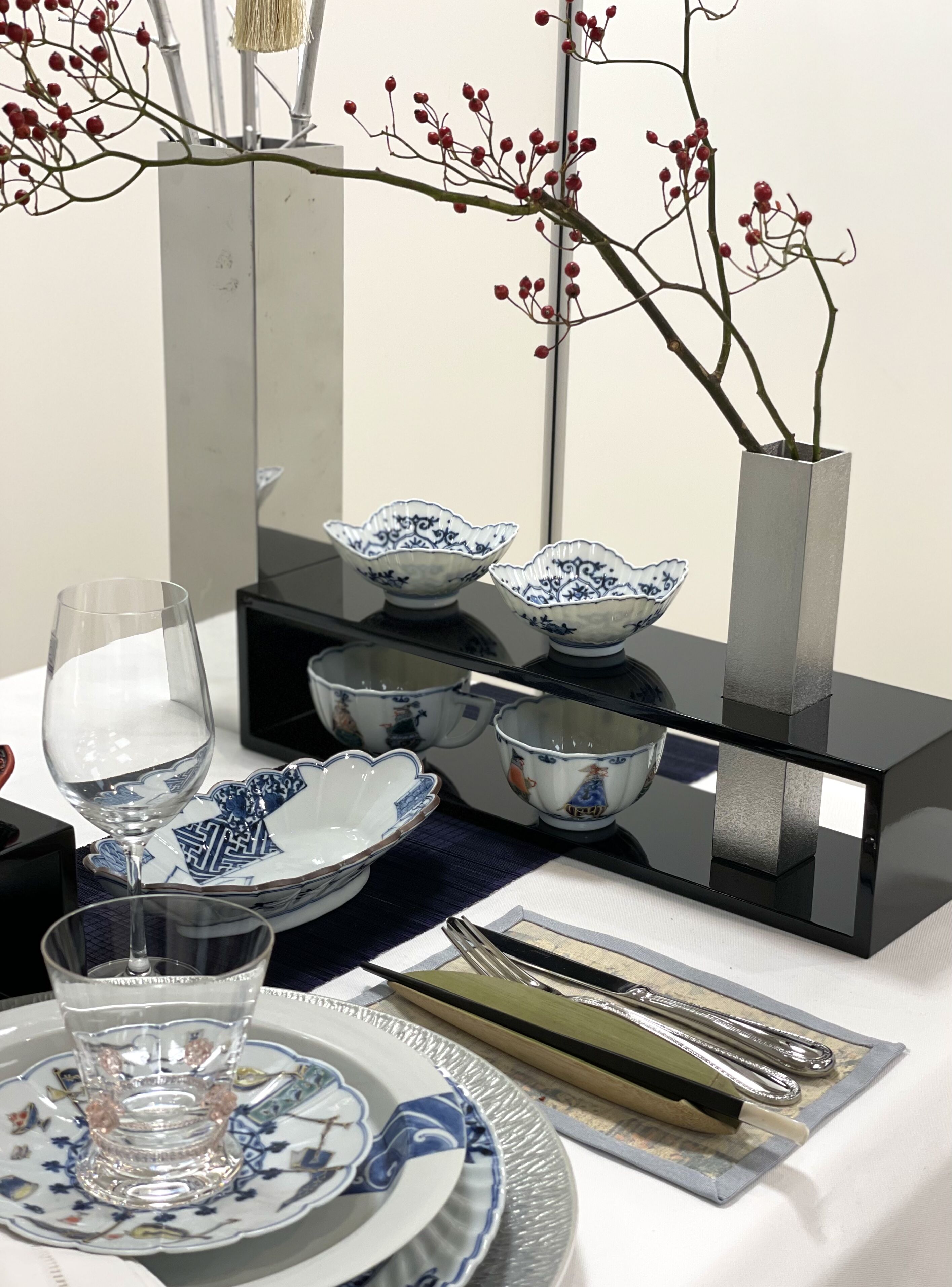 長角漆台 錫製一輪挿しセット | La vie au Japon collection