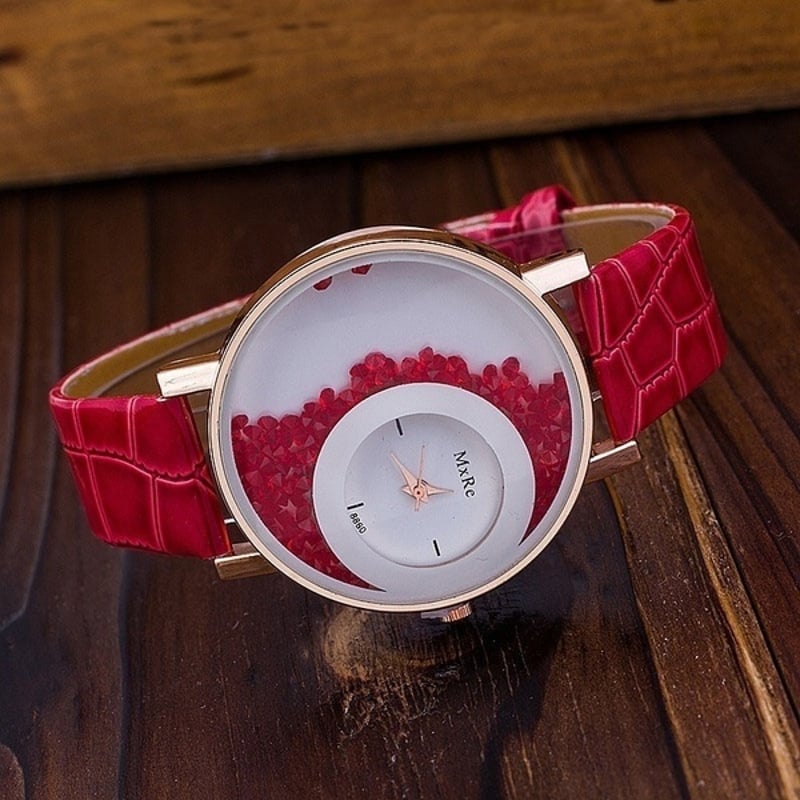 クリスタル レザー 腕時計 砂タイプ ユニーク インスタ映え 8カラー