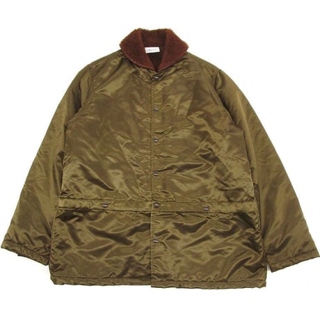 USA製 gem SPORTSWEAR ジェムスポーツウエア Nylon Boa Jacket ナイロン裏ボアジャケット カーキ L