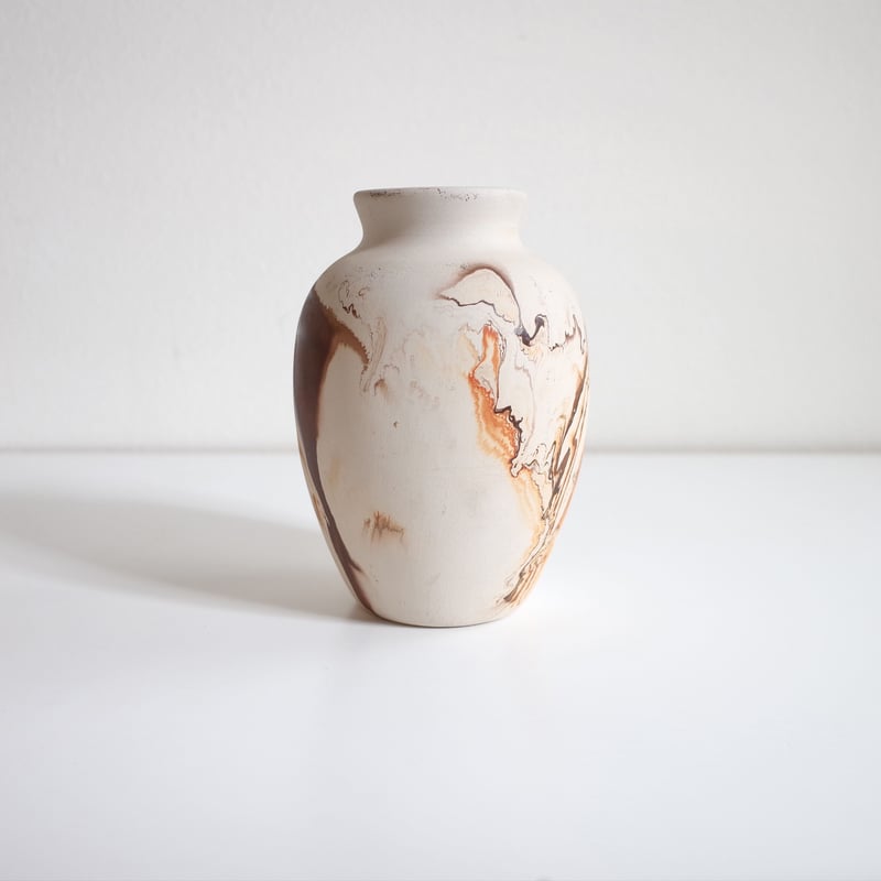 NEMADJI POTTERY ヴィンテージ 花器 アンティーク Vintage Nemadji Pottery Vase Orange Marble/ ヴィンテージ