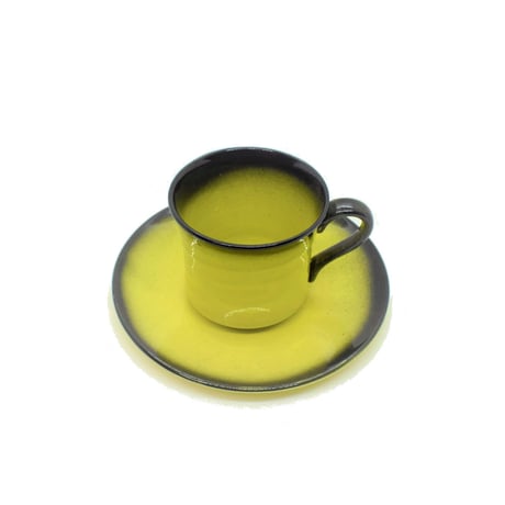 黄彩　コーヒー碗皿
