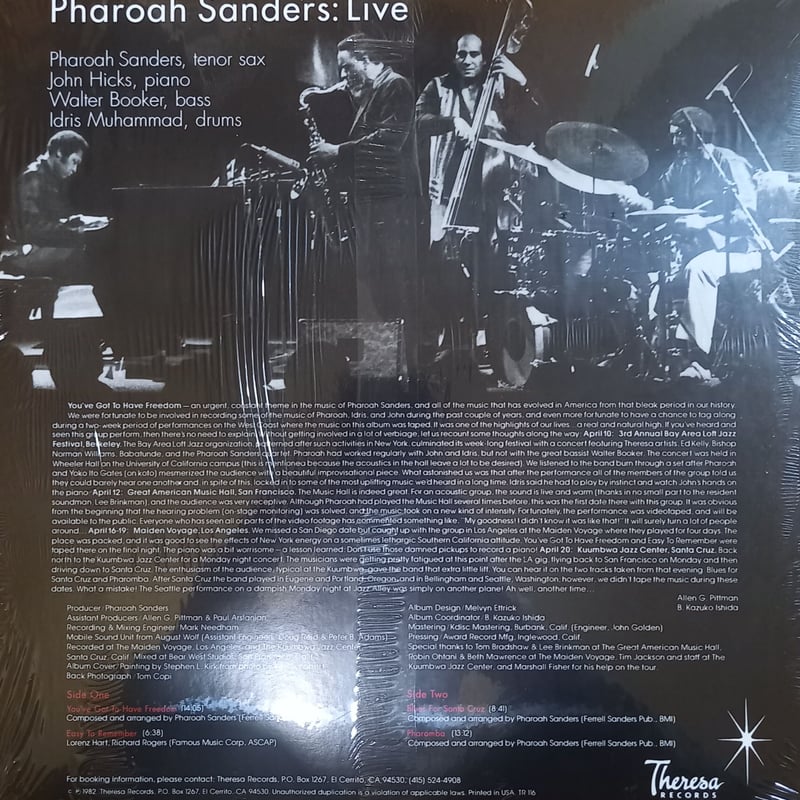 Pharoah Sanders / Live (LP) | 倉吉円盤舎 オンラインレコードショップ