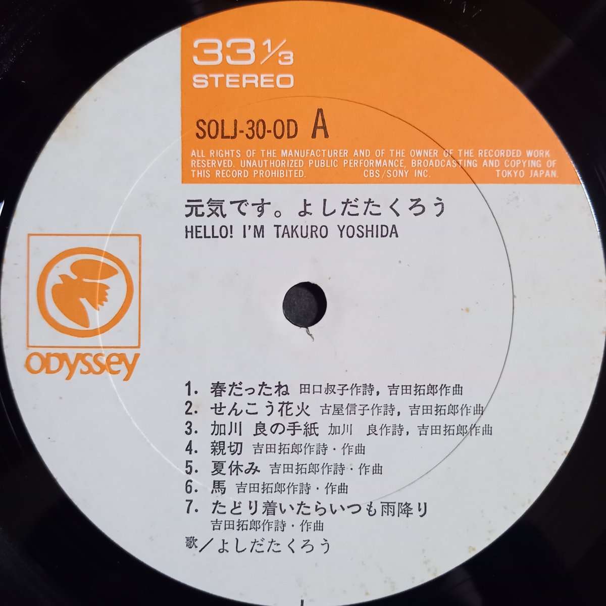 吉田 拓郎 / 元気です。 (LP) | 倉吉円盤舎 オンラインレコードショップ