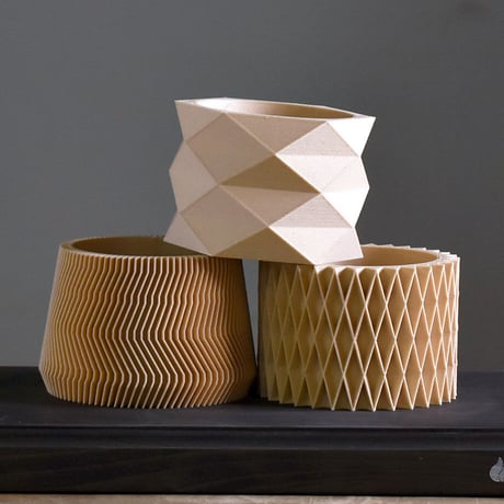 MINIMUM DESIGN / ミニマムデザイン【 Set of 3 planters – Diamant Savane Croix natural M】RFMDsaven002
