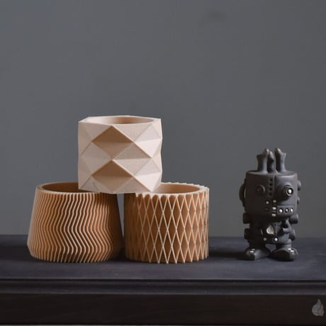 MINIMUM DESIGN / ミニマムデザイン【 Set of 3 planters – Diamant Savane Croix natural S】RFMDsaven001