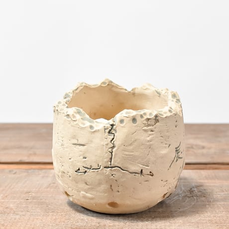 Matasuke Tatsumi（TEATOYA'S GALLERY）【Skull hole pot White】B