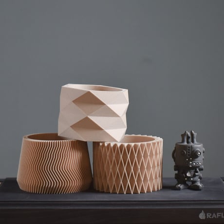 MINIMUM DESIGN / ミニマムデザイン【 Set of 3 planters – Diamant Savane Croix natural M】RFMDsaven002