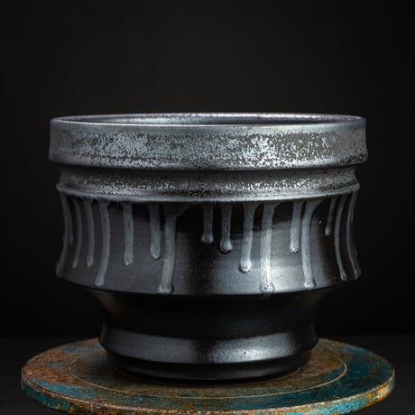 富蘭鉢 春蘭錦鉢 古鉢写し 3．5寸 加茂黒 チャボ仕様 | 東洋蘭専門店