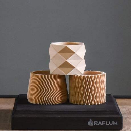 MINIMUM DESIGN / ミニマムデザイン【 Set of 3 planters – Diamant Savane Croix natural S】RFMDsaven001