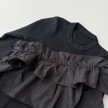 フリル付きリブニット