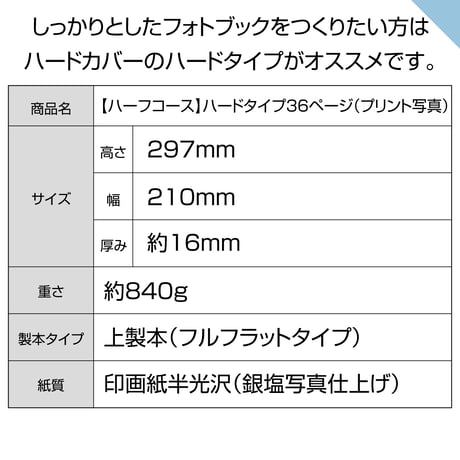 ハードタイプ　36ページ(ハーフコース プリント写真)