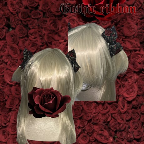 ROSE Gothic ribbon ヘアクリップ