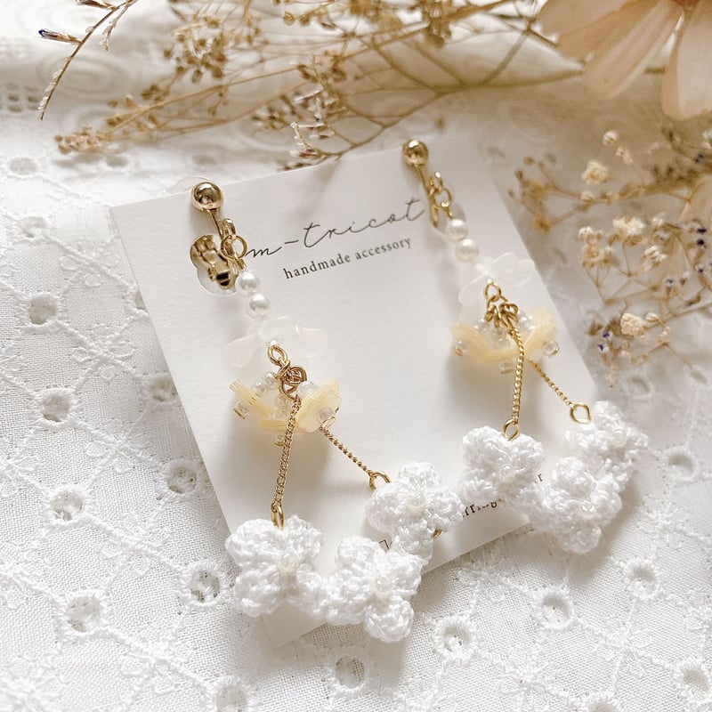 *八の字編みのピアス*【No.354】 八の字編みのピアス*【No.354】 flower cradle/ピアス/イヤリング