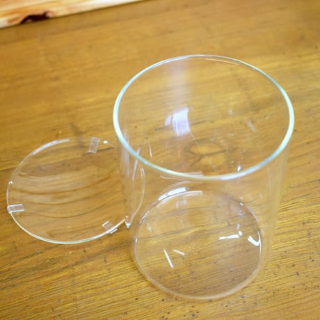 【ガラス容器】ガラスシリンダーM｜W90mm×H130mm｜専用フタ付き