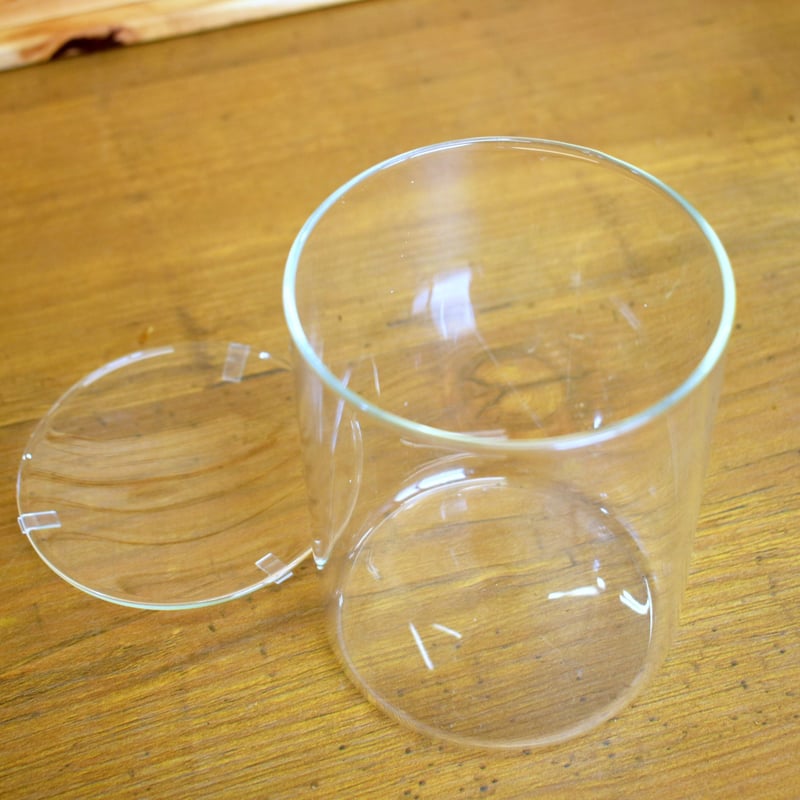 ガラス容器】ガラスシリンダーM｜W90mm×H130mm｜専用フタ付き | shida