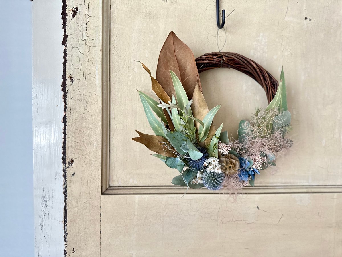 ミモザリース・ナチュラルリース・スモークツリー・ルナリア・ラナンキュラス ミモザリース・ナチュラルリース・スモークツリー・ルナリア