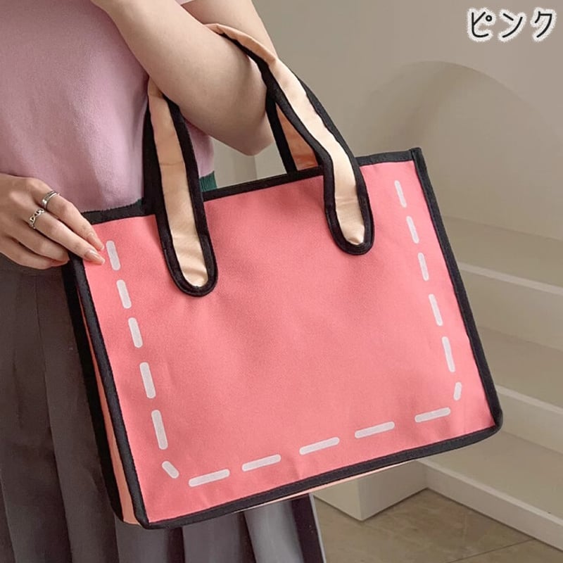 ショルダーバッグ 立体視 帆布 イラストバッグ カジュアル WU1062
