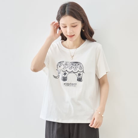 【M〜L】ラインストーンデザインTシャツ　N12-1130