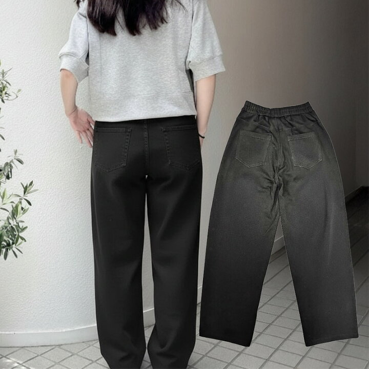 付【INDIMARK インディマーク】 ダブルステッチ カーブパンツ ブラック