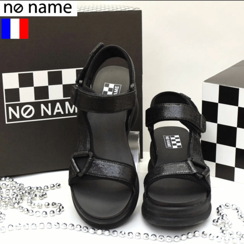 NO NAME ノーネーム　エナメル　黒　38 24cm 極美品 online shop限定【no name ノーネーム】厚底エナメルスポーツサンダル