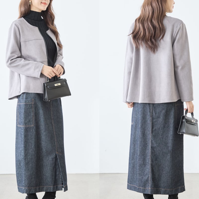 フェイクスエードノーカラージャケット（C02-205） | prologueikebukuro