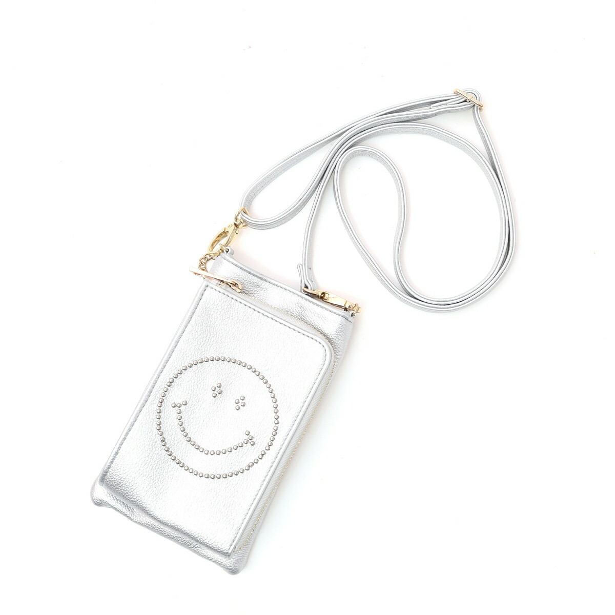 人気商品【COOCO クーコ】SMILEY／スタッズ フェイクレザー スマホ 