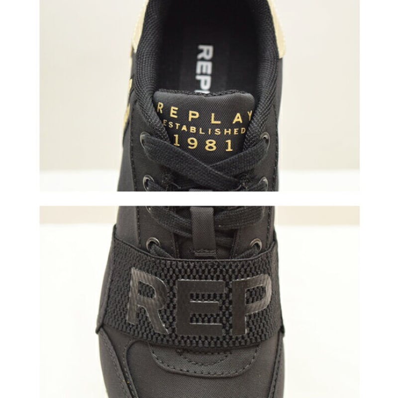 REPLAY リプレイ】ヒールスタッズ ロゴベルト付 スニーカーPENNY REPLAY リプレイ】ヒールスタッズ ロゴベルト付 スニーカーPENNY