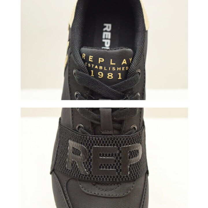 REPLAY リプレイ】ヒールスタッズ ロゴベルト付 スニーカーPENNY