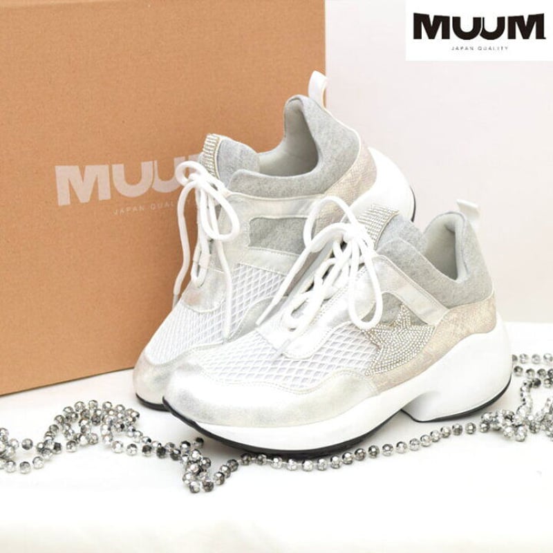 MUUM ムーム 厚底キラキラスターモチーフメッシュレースアップ 