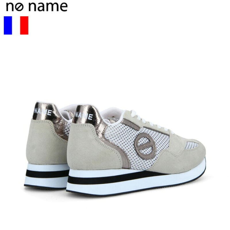 no name ノーネーム】厚底パンチング レザー メッシュスニーカー 