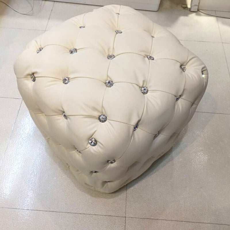 キラキラ デコレーションクリスタル キルティング「スツール」チェア