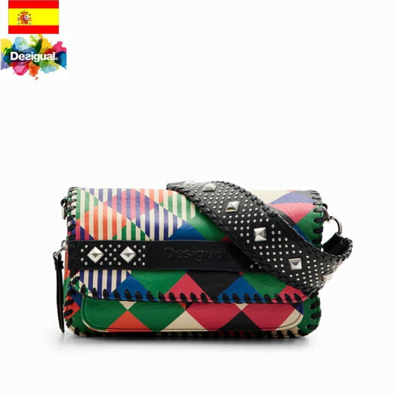 Desigual デシグアル】ダイヤ柄 ミドルクロスボディバッグ 23waxp79
