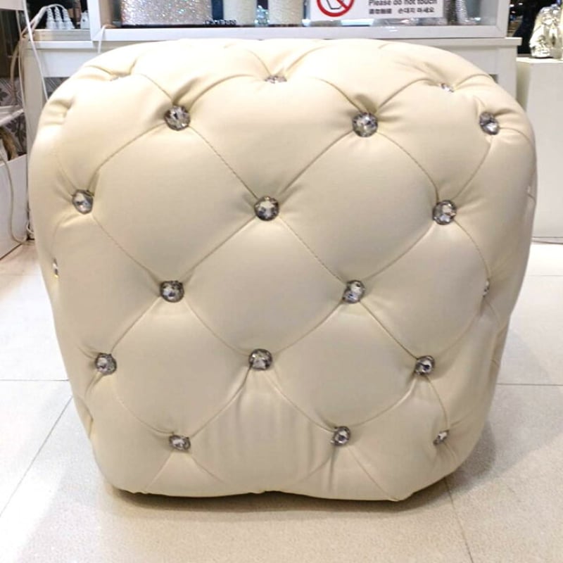 キラキラ デコレーションクリスタル キルティング「スツール」チェア