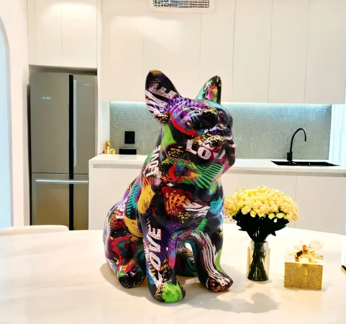 フレンチブルドッグ カラフルオブジェ カラフルなグラフィティ犬