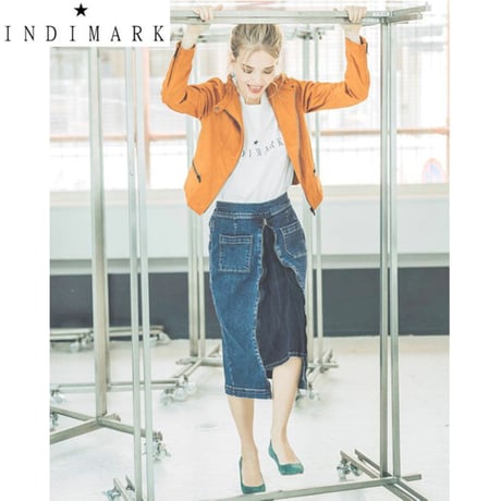 【INDIMARK インディマーク】レディース ファスナー切替デニムスカート W153【送料無料】正規品