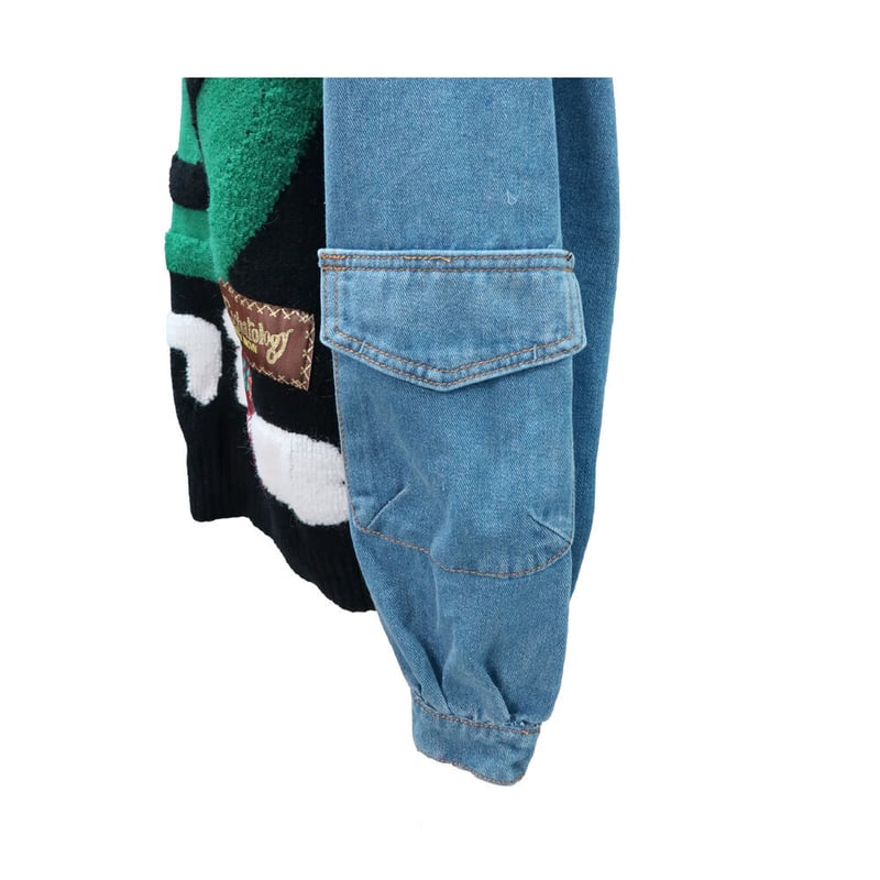 ニコちゃんニット切替デニムシャツ 22-0-609