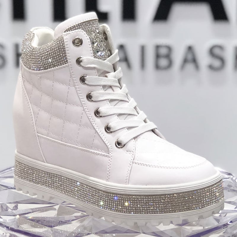 VentiAnni キラキラキルティングインヒールスニーカー 01 WHT VentiAnni キラキラキルティングインヒールスニーカー 01 WHT