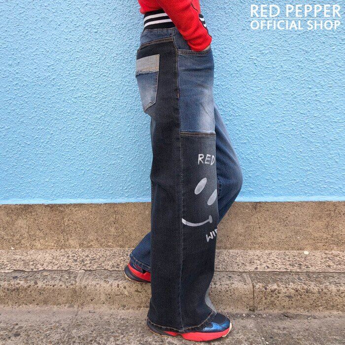REDPEPPER レディース スマイルペイント リメイク風 ワイド
