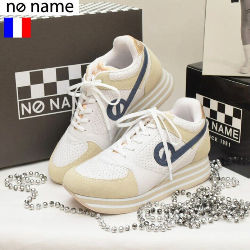 no name ノーネーム】厚底パンチング レザー スエード ホワイト no name ノーネーム】厚底パンチング レザー スエード ホワイト