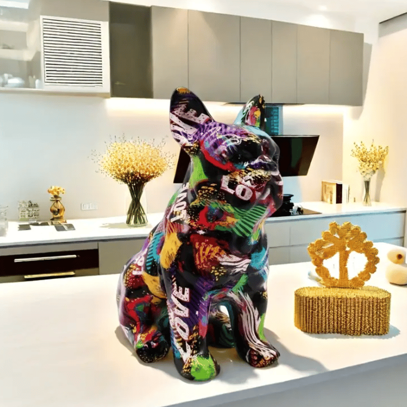 ☆新品☆ 1点物 犬の置物 グラフィティアート ストリートアート カラフルなグラフィティ犬のオブジェ グラフィティアート 犬のオブジェ