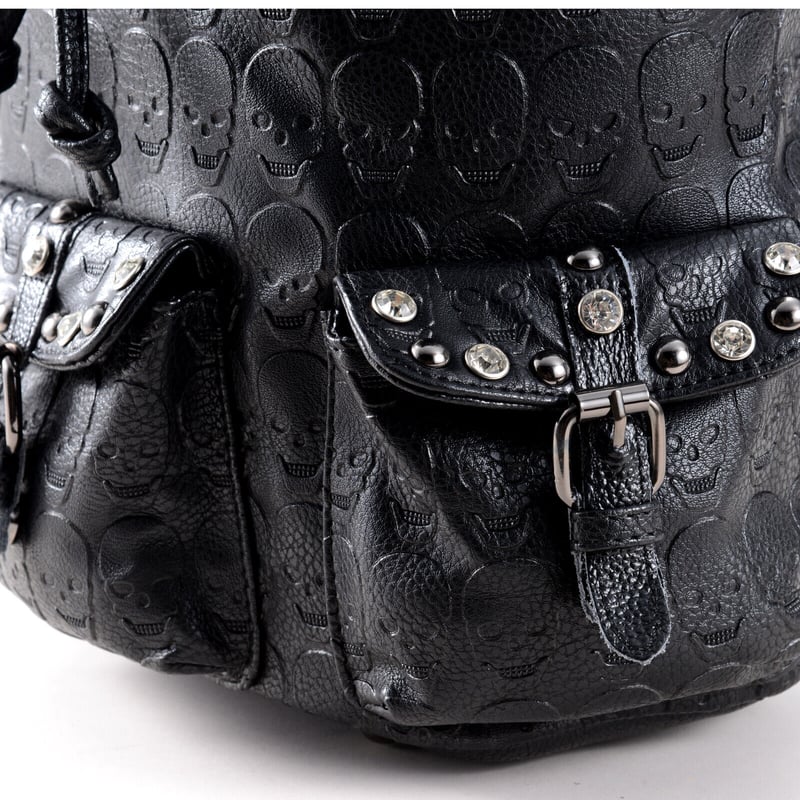 BLACK JACKALL CROWN】PUレザー エンボススカルデコレーション