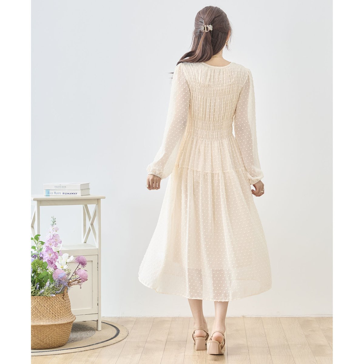M〜L】ドットシフォンシャーリングワンピース(N82-565A | prologueikeb