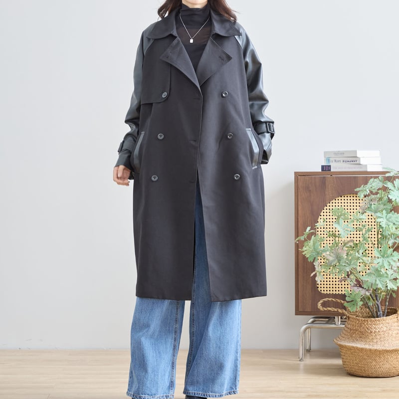 異素材切り替えトレンチコート (N22-028) | prologueikebukuro's