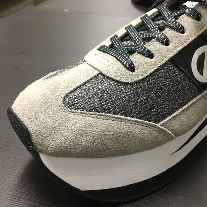 ノーネーム　ウェッジソール　厚底スニーカー　スエード　37　ブラック×ゴールド NO NAME ノーネーム スニーカー PARKO JOGGER SUEDE MESH REFLET