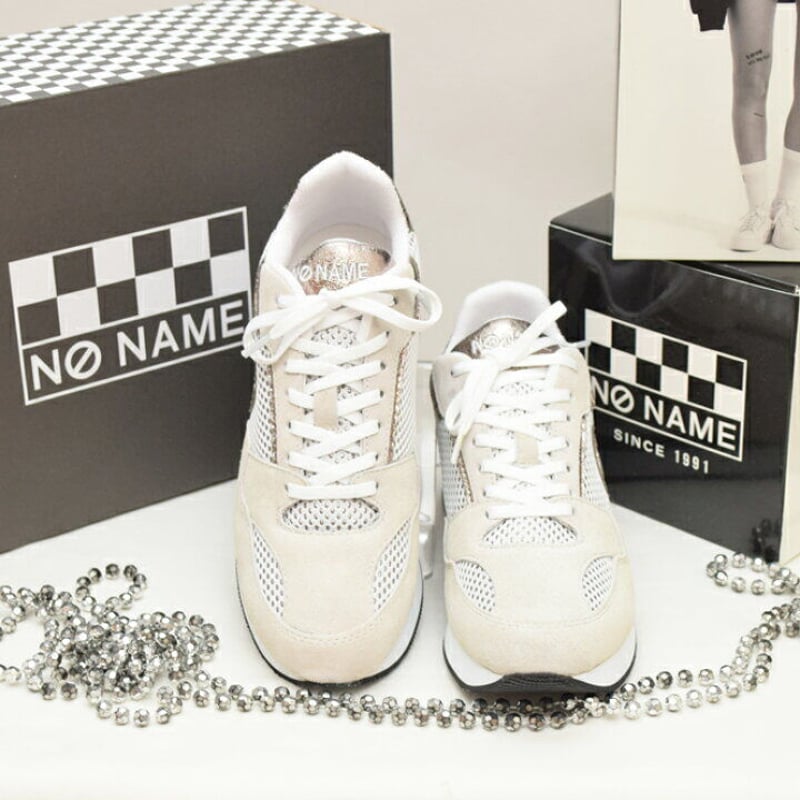 no name ノーネーム】厚底パンチング レザー メッシュスニーカー no name ノーネーム】厚底パンチング レザー メッシュスニーカー