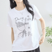 ラインストーンフラワーバスケットTシャツ(N12-330)