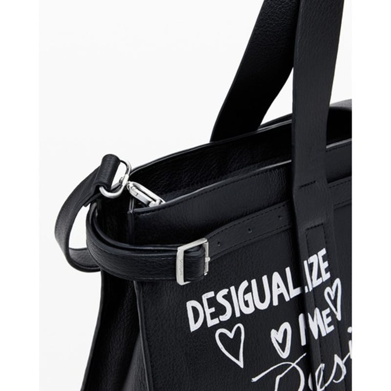 Desigual 手書き風落書きプリントフェイクレザーショッパーバッグ