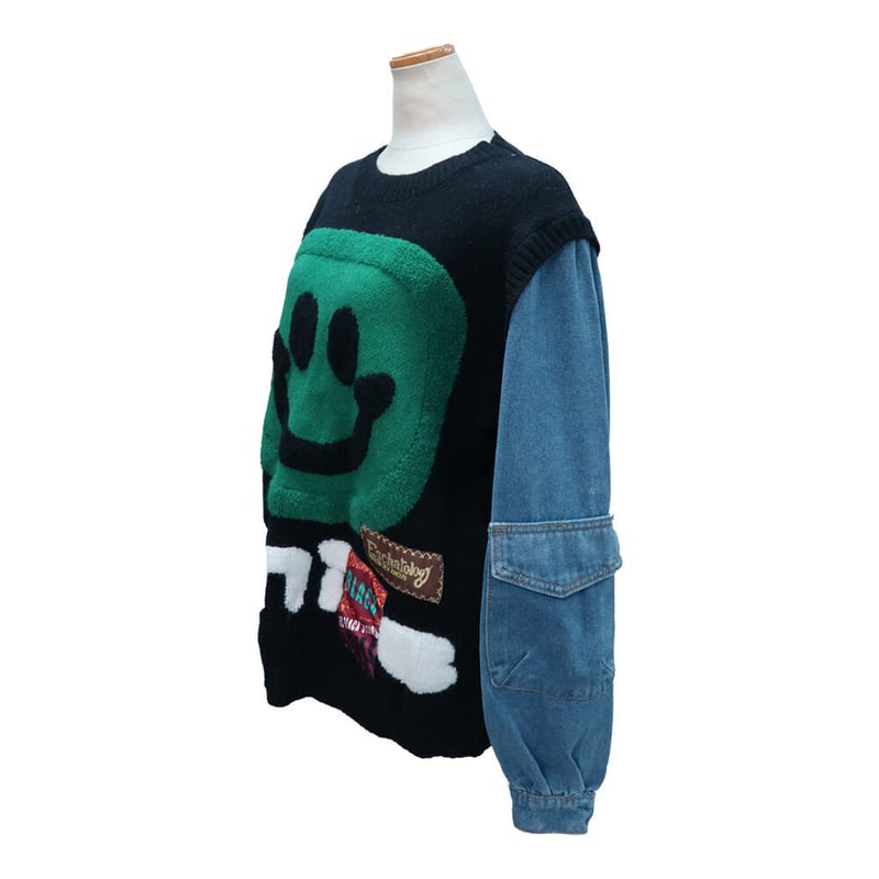 ニコちゃんニット切替デニムシャツ 22-0-609