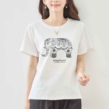 【M〜L】ラインストーンデザインTシャツ　N12-1130